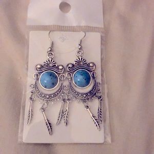 Turquoise dream catcher earrings